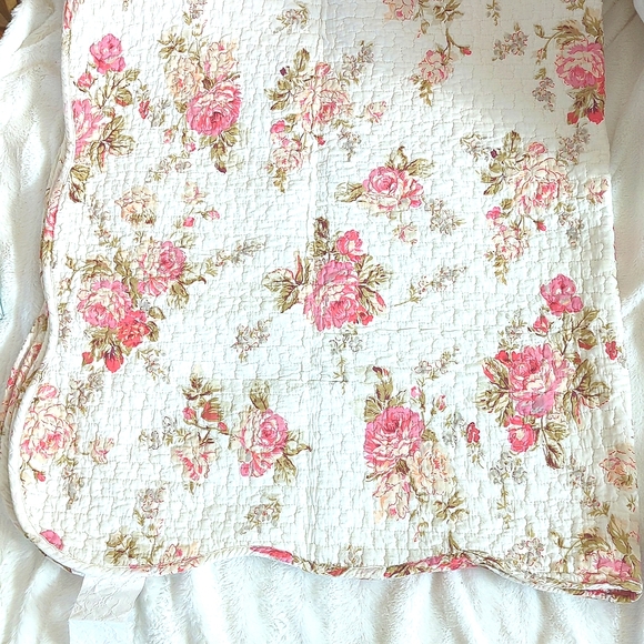 COTTON THROW/Coverlet FLORAL ROSES - Picture 3 of 8